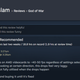 Steam review for God of War on PC reading "fps drops happen, feels very laggy."
